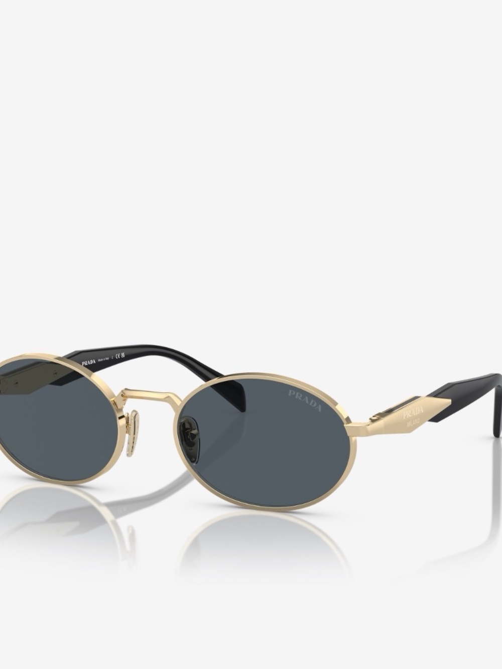 Prada Gold Frame Black Lens Oval Sunglasses - PR 65ZS